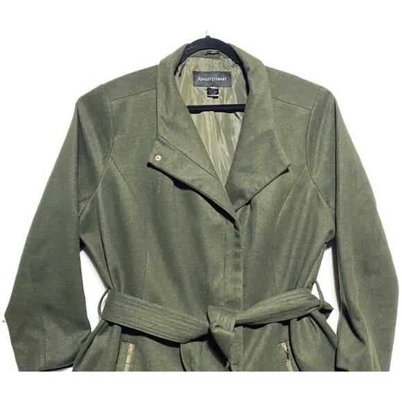 Ashley Stewart Belted Jacket Trench Coat Women's Size 22/24 Hunter Army Green - Picture 3 of 8